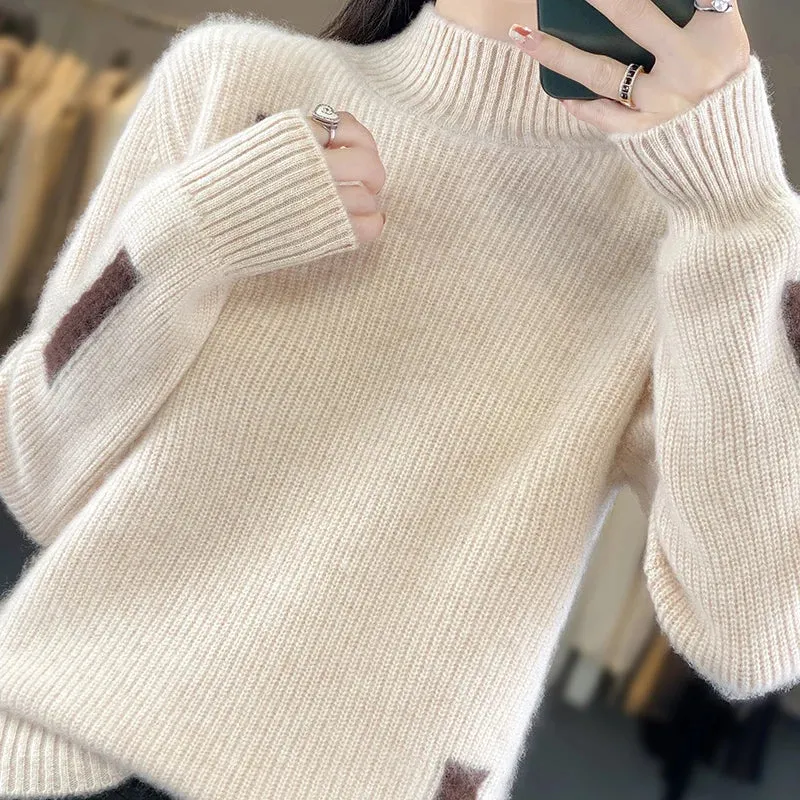 100% Merino Wool High Neck Sweater for Women