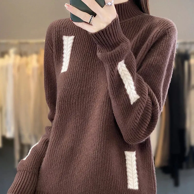 100% Merino Wool High Neck Sweater for Women