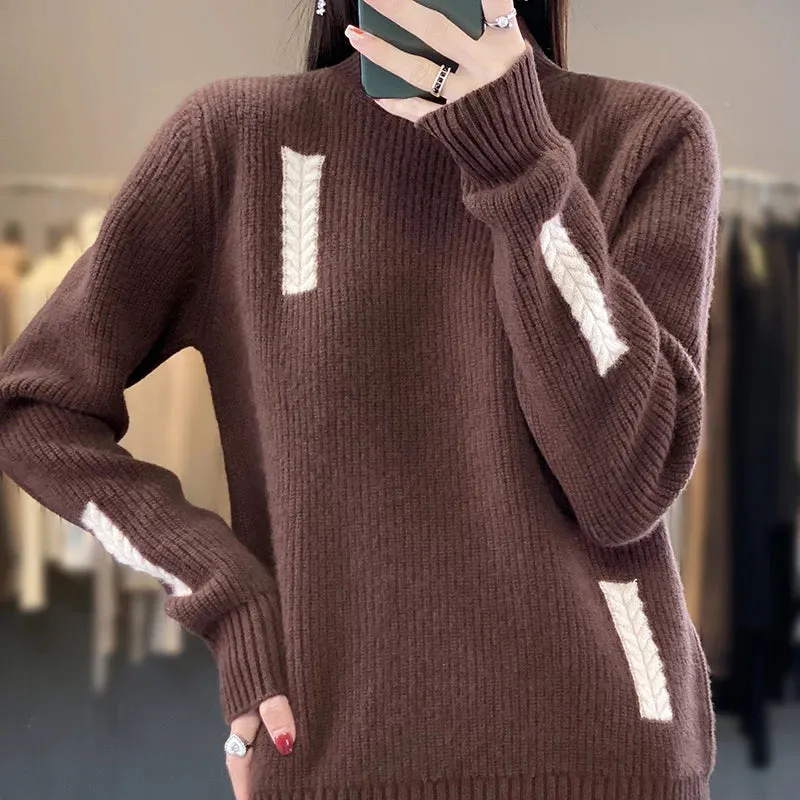 100% Merino Wool High Neck Sweater for Women