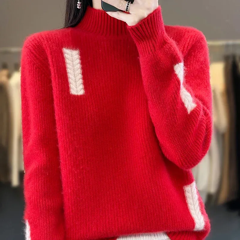 100% Merino Wool High Neck Sweater for Women