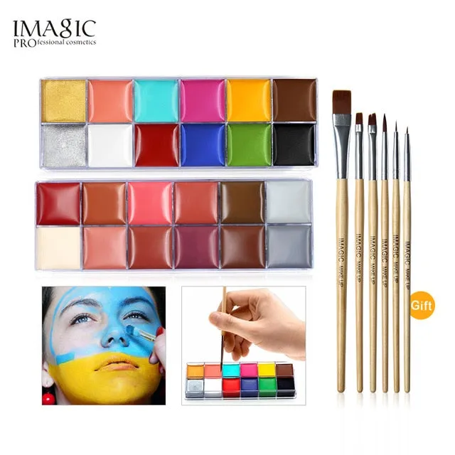 12 Colors Flash Tattoo Face Body Paint Oil Painting Art use in Halloween Party Fancy Dress Beauty Makeup Tool