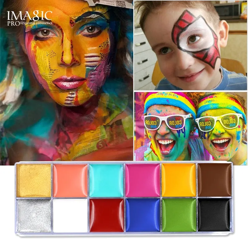 12 Colors Flash Tattoo Face Body Paint Oil Painting Art use in Halloween Party Fancy Dress Beauty Makeup Tool