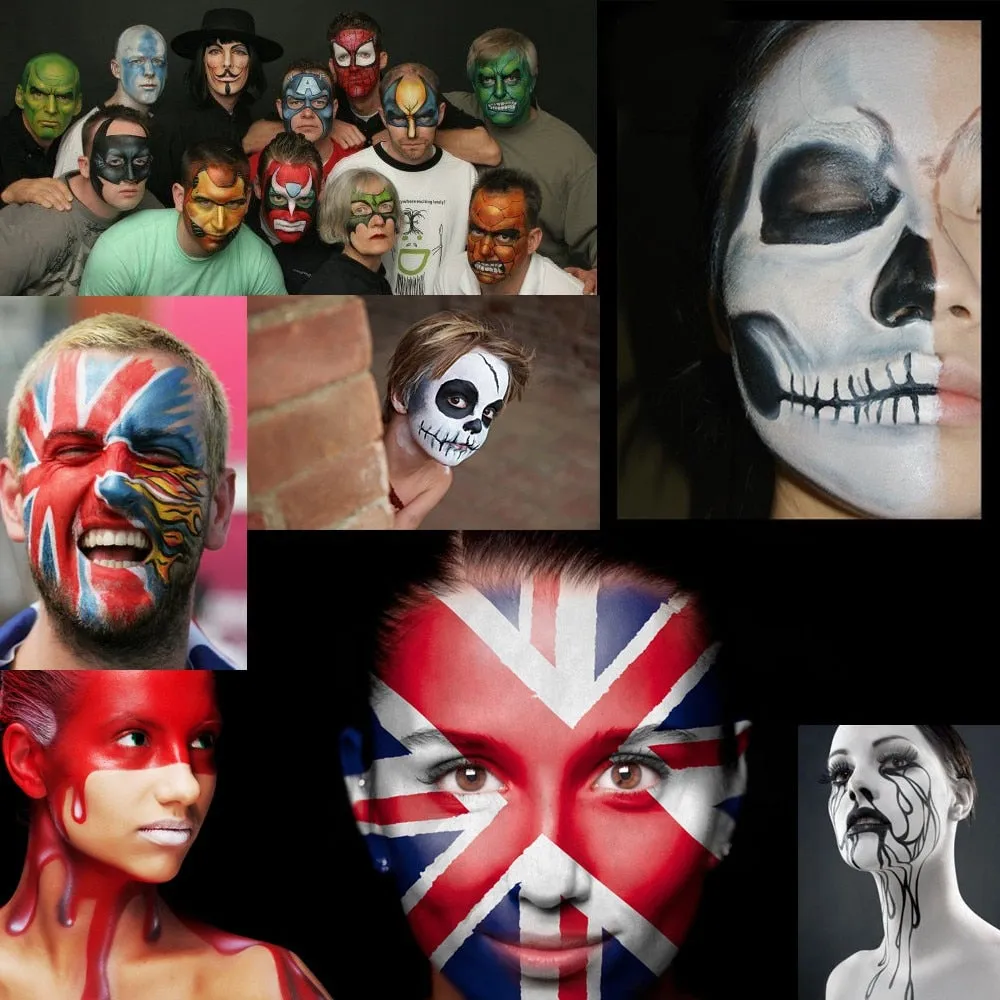 12 Colors Flash Tattoo Face Body Paint Oil Painting Art use in Halloween Party Fancy Dress Beauty Makeup Tool