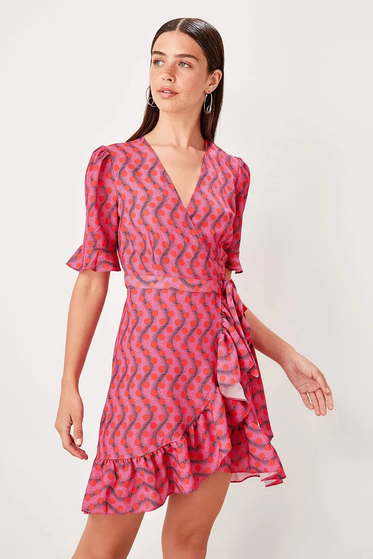 13077 Pink Wrap Skirt Dress