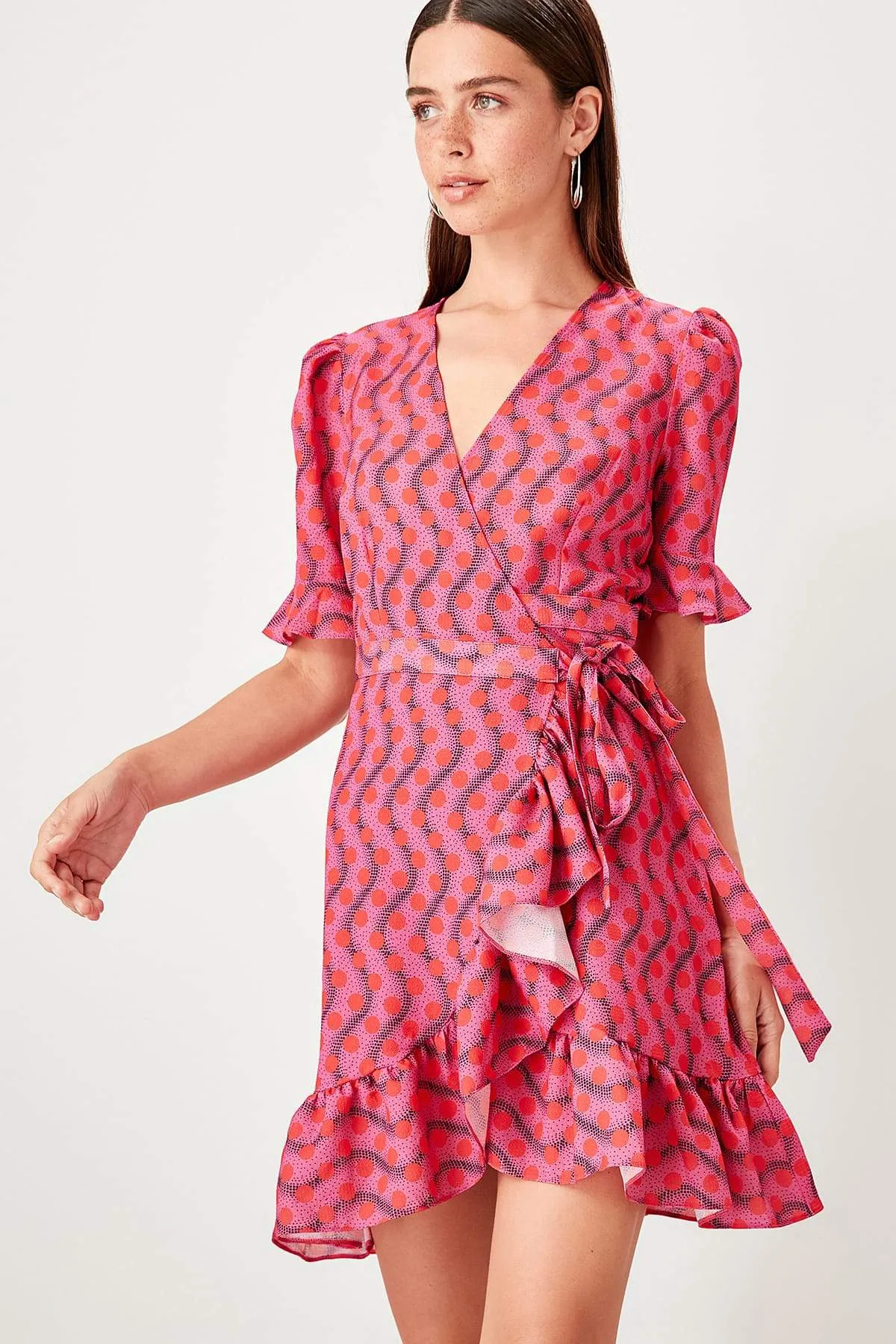 13077 Pink Wrap Skirt Dress