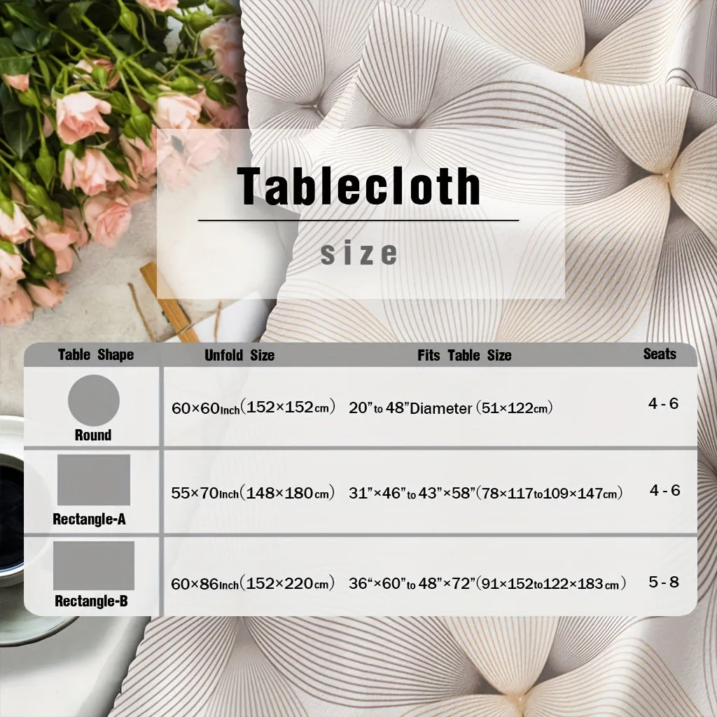 1pc Elegant Polyester Tablecloth with Waterproof Design - Geometric & Floral Patterns, Wrinkle-Free, Perfect for Indoor/Outdoor Dining