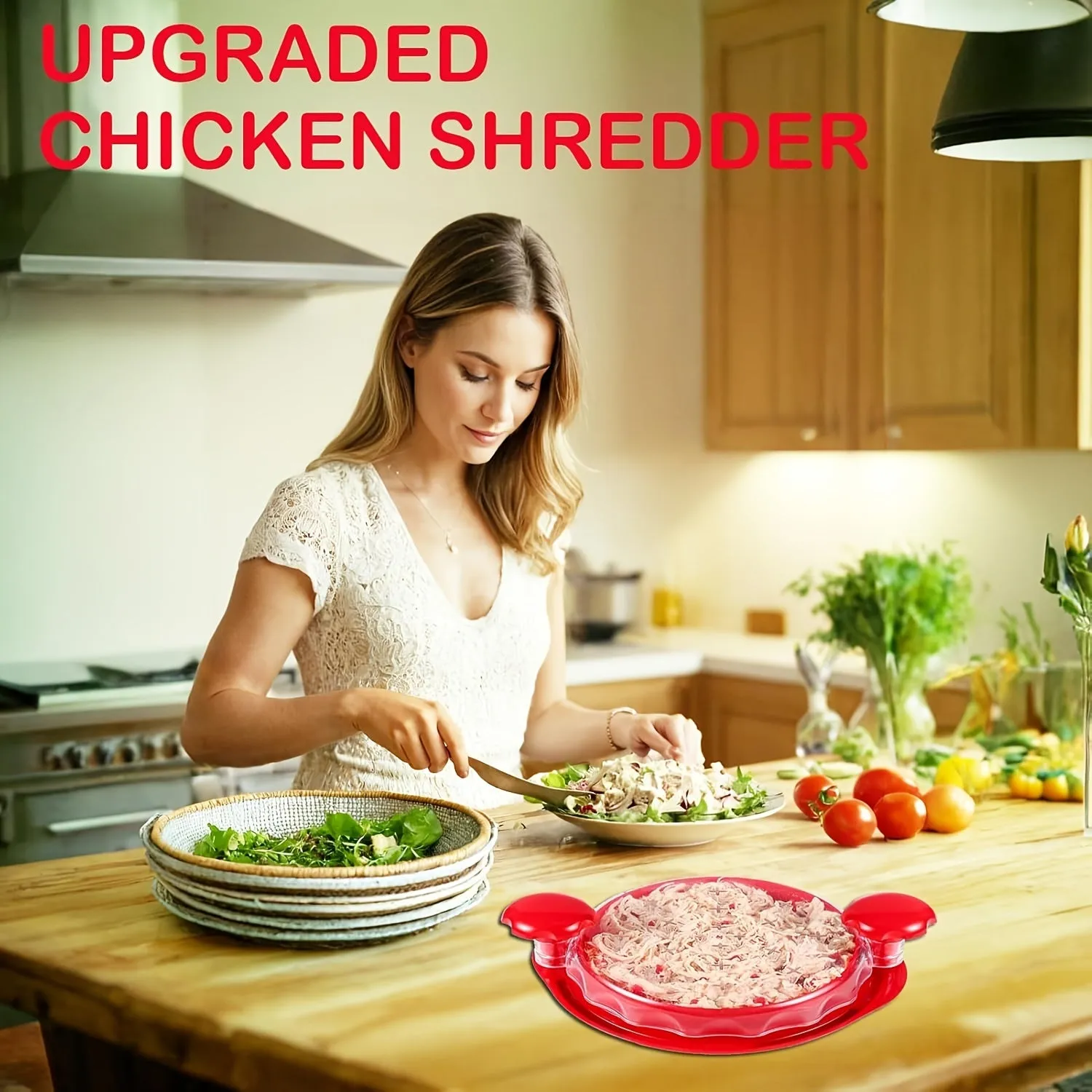 1pc, Kitchen Chicken Shredder Tool, Visible Meat Shredder Twist Chopper, Chicken Grinder With Transparent Lid And Cleaning Brush Anti-slip Strip Suitable For Beef Chicken