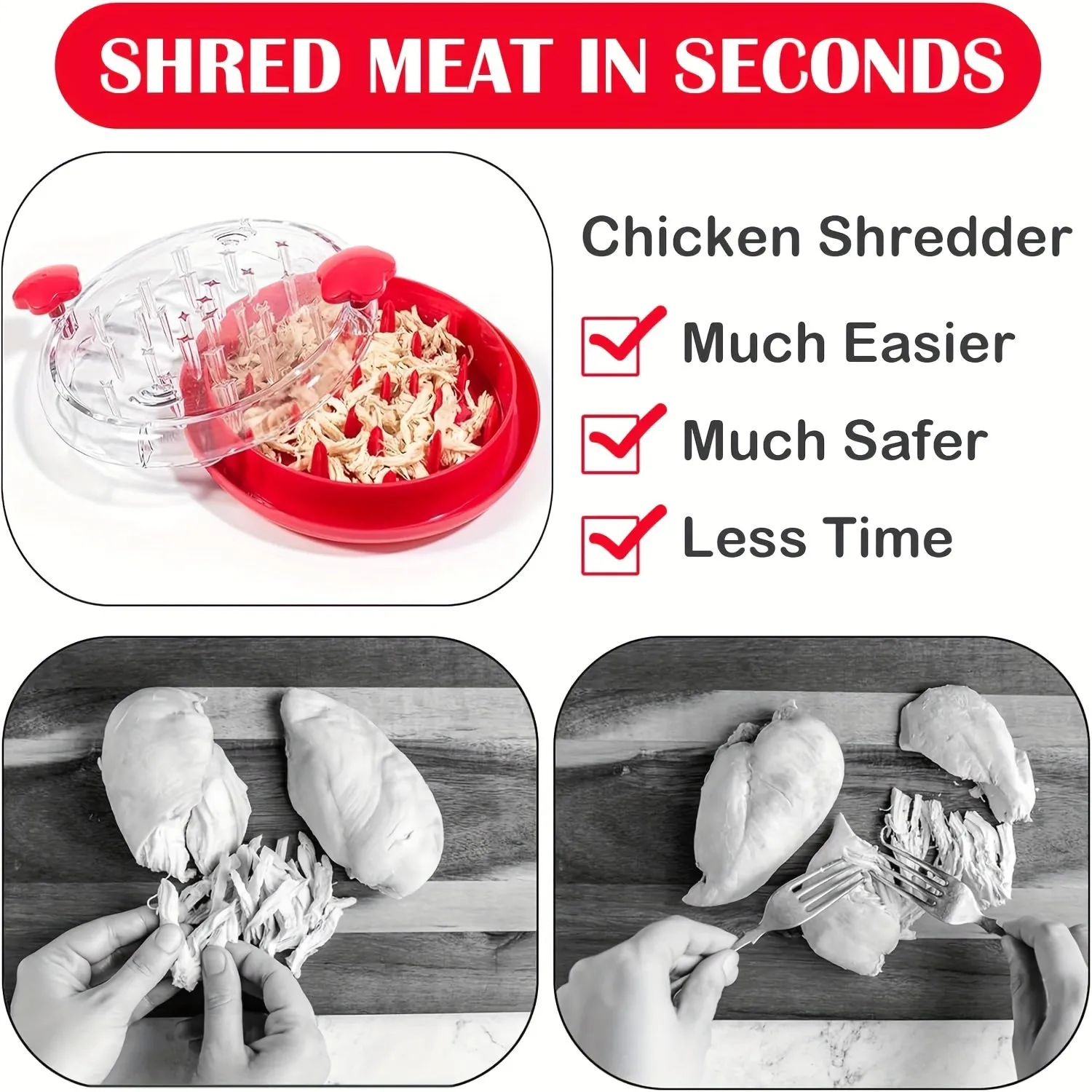 1pc, Kitchen Chicken Shredder Tool, Visible Meat Shredder Twist Chopper, Chicken Grinder With Transparent Lid And Cleaning Brush Anti-slip Strip Suitable For Beef Chicken