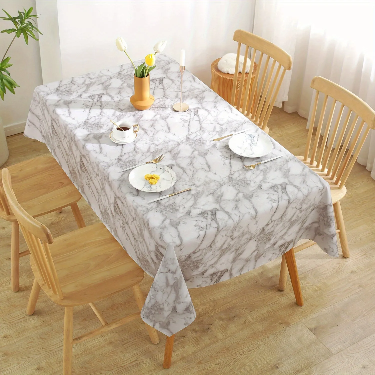 1pc Leaf Printed Waterproof PVC Tablecloth - Oil-Proof, Wipeable, Dustproof, Non-Woven Table Cover for Easy Cleaning and Home Decor - Perfect for Indoor and Outdoor Use