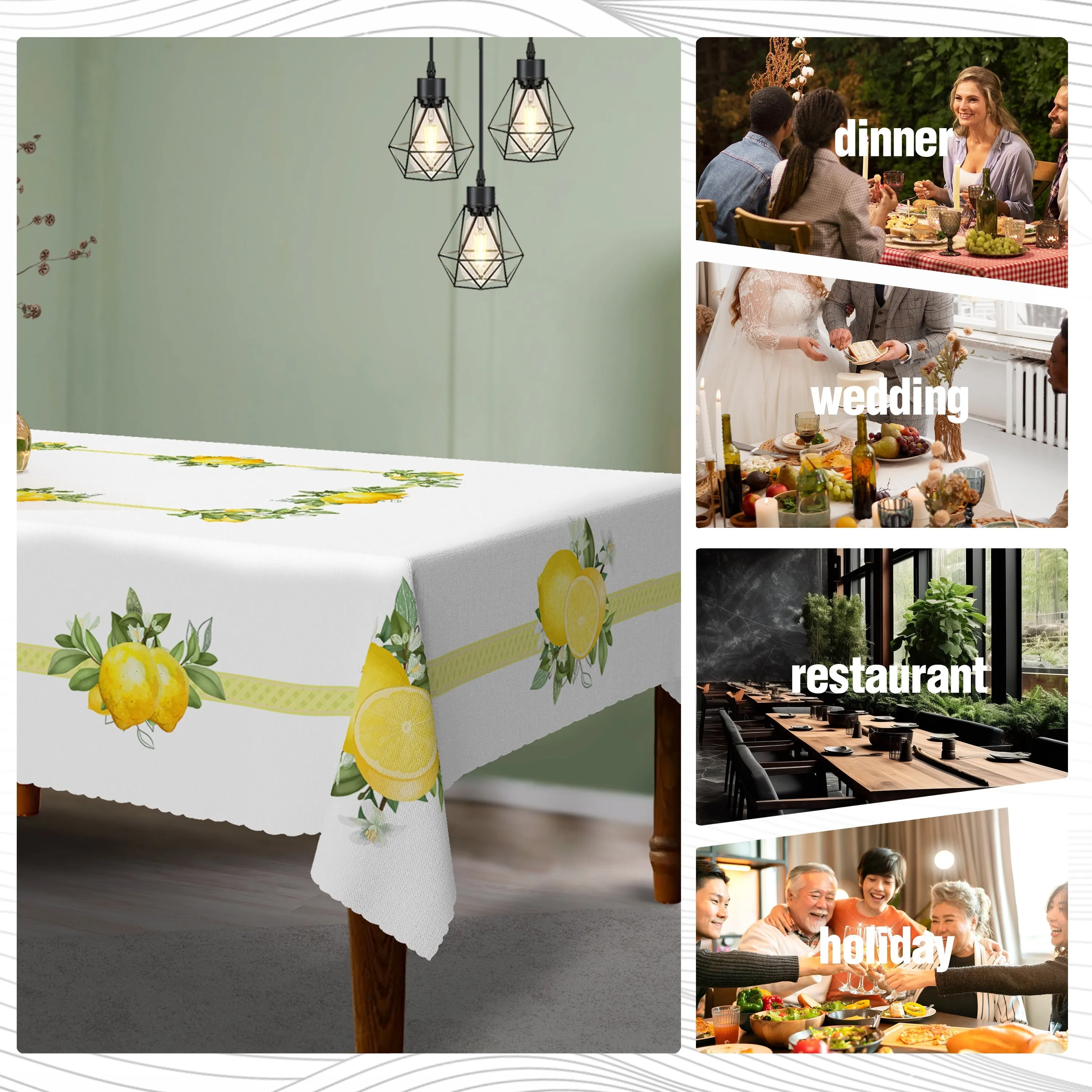 1pc Lemon Print Tablecloth - Small Fresh Style, Stain & Waterproof, Easy-Care Design - Spring-Themed Table Decor for Your Home