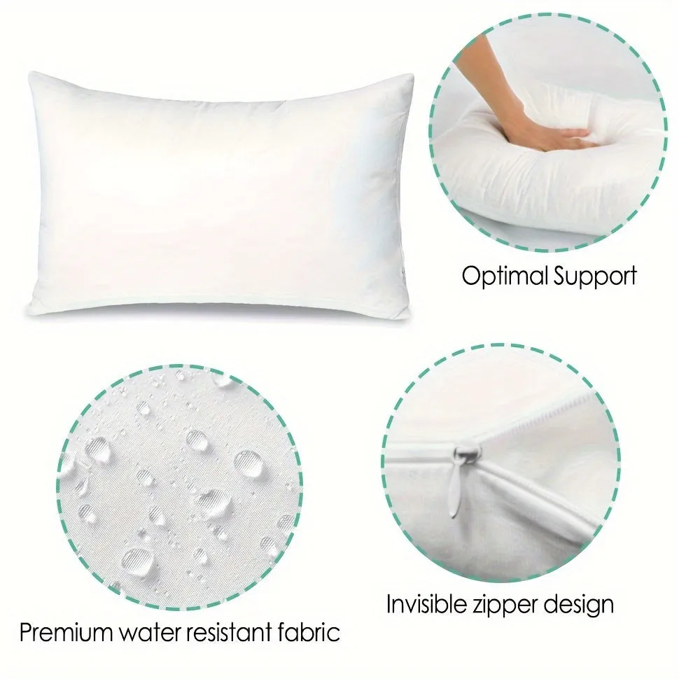 1pc Luxurious White Waist Pillow Insert - Waterproof, Oil-Proof, Comfortable, and Supportive for Indoor and Outdoor Home Living Room, Bedroom, Courtyard Use - 12x20inches