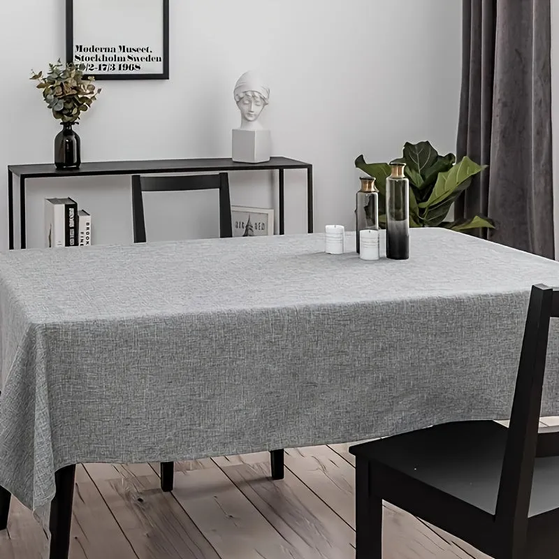 1pc, Nordic Simple Tablecloth, Simple Style Modern Solid Color Waterproof And Oil-proof Wash-free Desk Fabric Tablecover, Home Deocration