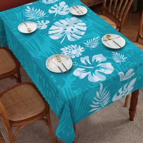 1pc Tropical Blue Hawaiian Holiday Table Cover - Vibrant Floral Pattern, Stain & Wrinkle Resistant, Anti-Slip, Fade-Proof Home Decor