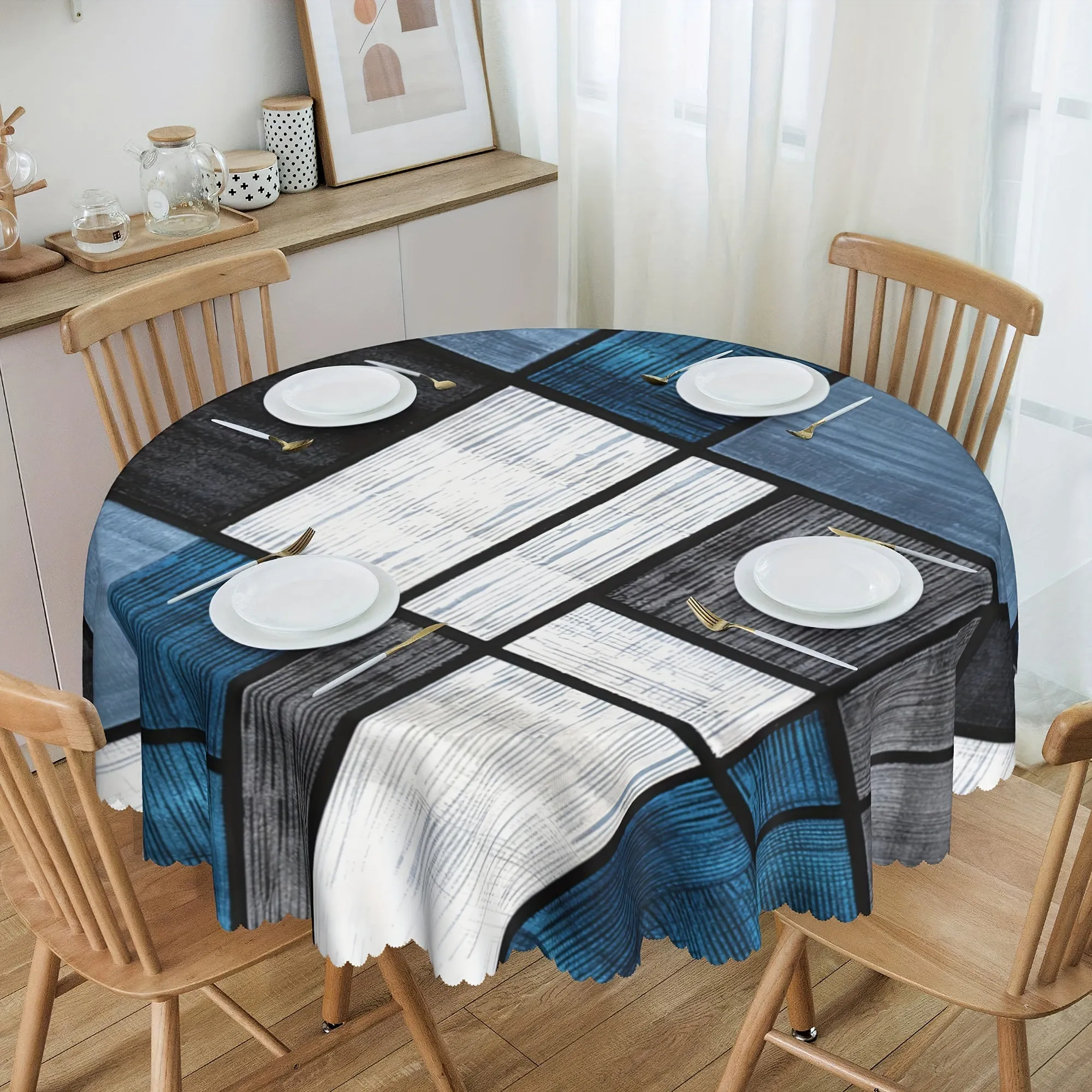 1pc Vibrant Multi-Color Plush Rectangle Tablecloth - Waterproof, Wrinkle-Free, Grid Pattern Printed, Machine Made, Easy Care - Perfect for Home Dining Room, Restaurant, and Graduation Celebrations