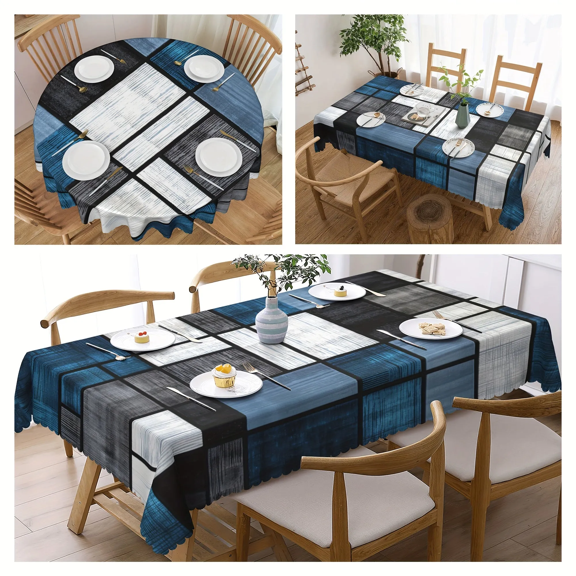 1pc Vibrant Multi-Color Plush Rectangle Tablecloth - Waterproof, Wrinkle-Free, Grid Pattern Printed, Machine Made, Easy Care - Perfect for Home Dining Room, Restaurant, and Graduation Celebrations