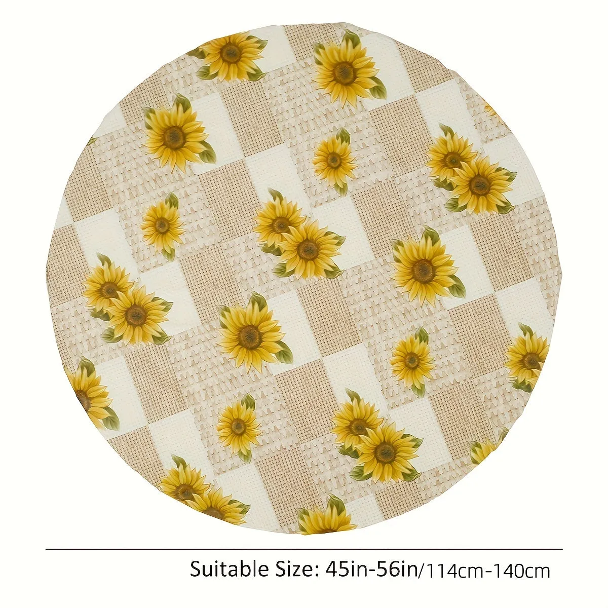 1pc Waterproof PVC Elastic Tablecloth - Round, Oil-Proof, Non-Slip with Flannel Backing - Durable & Stylish for Home Decor, Easy Clean, Ideal for Dining & Living Spaces Protection