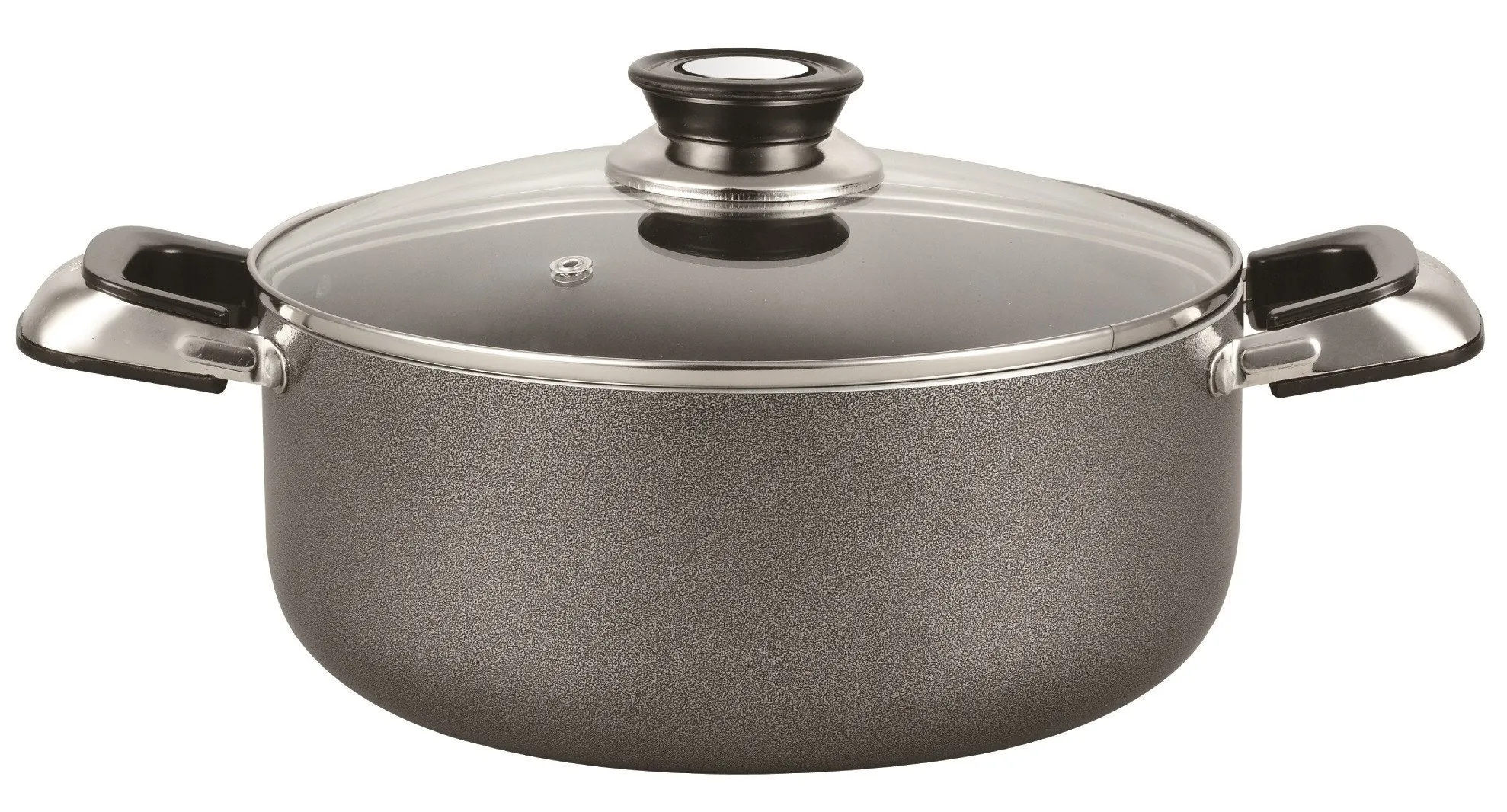 2 Handle Non-Stick Pot With Glass Lid