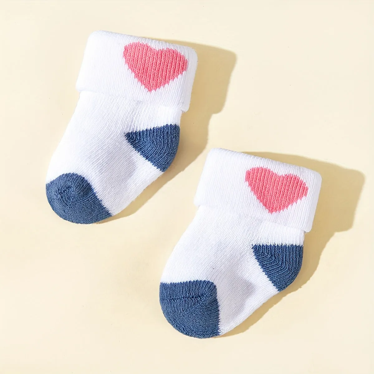 4/6 Pairs Baby Boys Short Socks, Comfy Breathable Sweat Resistant Anti-odor Socks For Spring Summer Hearts Stripes Pattern