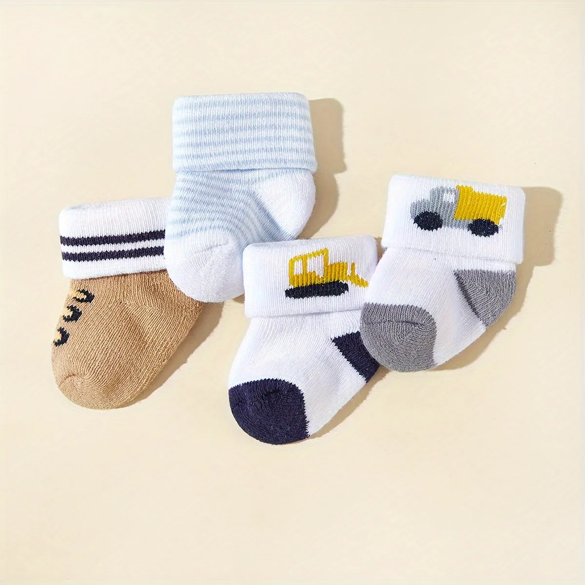 4/6 Pairs Baby Boys Short Socks, Comfy Breathable Sweat Resistant Anti-odor Socks For Spring Summer Hearts Stripes Pattern