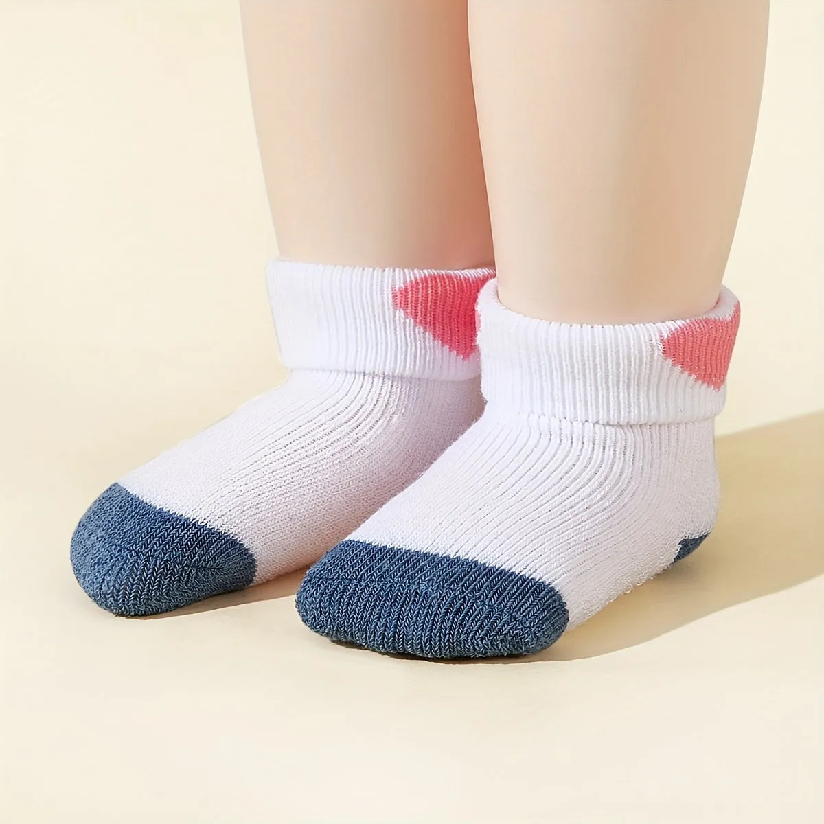 4/6 Pairs Baby Boys Short Socks, Comfy Breathable Sweat Resistant Anti-odor Socks For Spring Summer Hearts Stripes Pattern