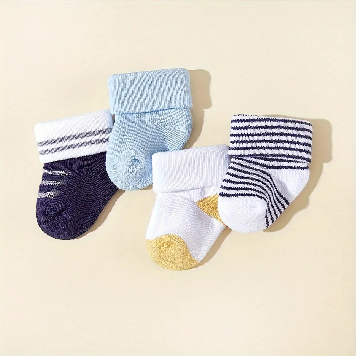 4/6 Pairs Baby Boys Short Socks, Comfy Breathable Sweat Resistant Anti-odor Socks For Spring Summer Hearts Stripes Pattern