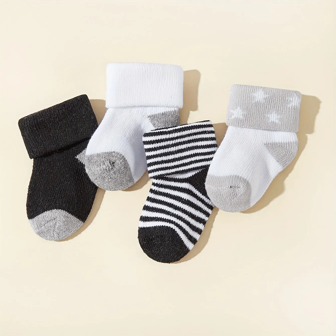 4/6 Pairs Baby Boys Short Socks, Comfy Breathable Sweat Resistant Anti-odor Socks For Spring Summer Hearts Stripes Pattern