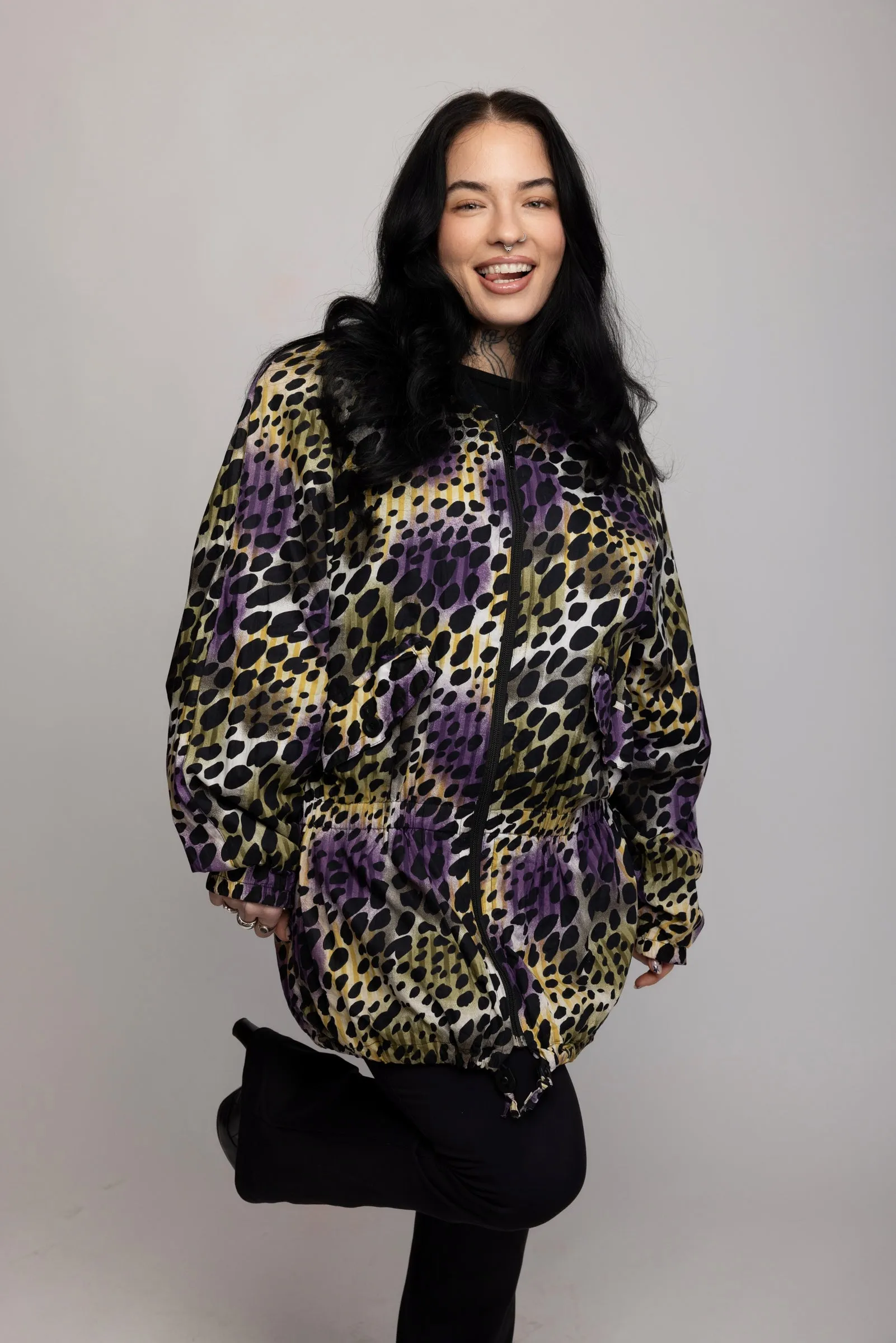 80's Leopard print Parka M/L