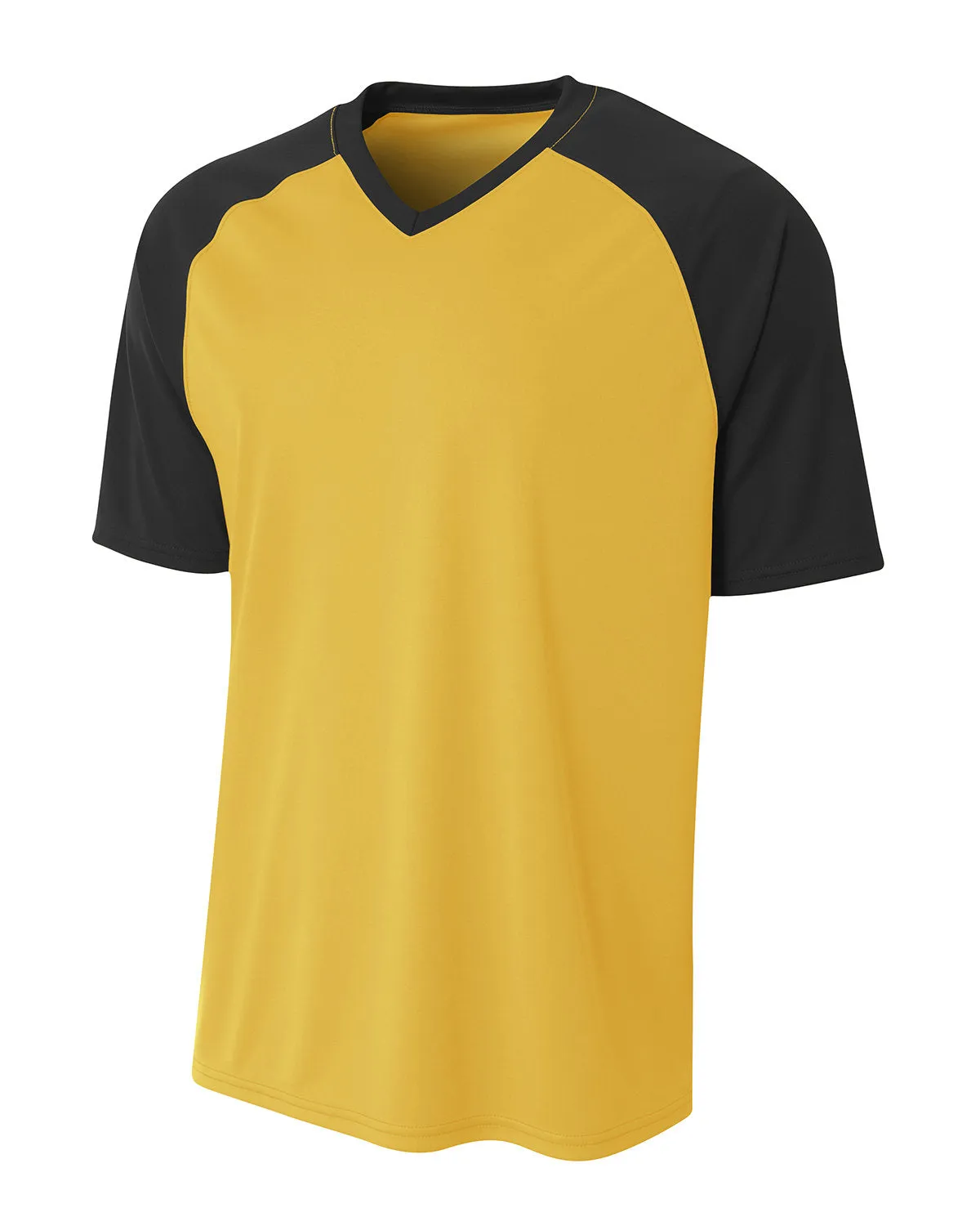 A4 Youth Polyester V-Neck Strike Jersey with Contrast Sleeves