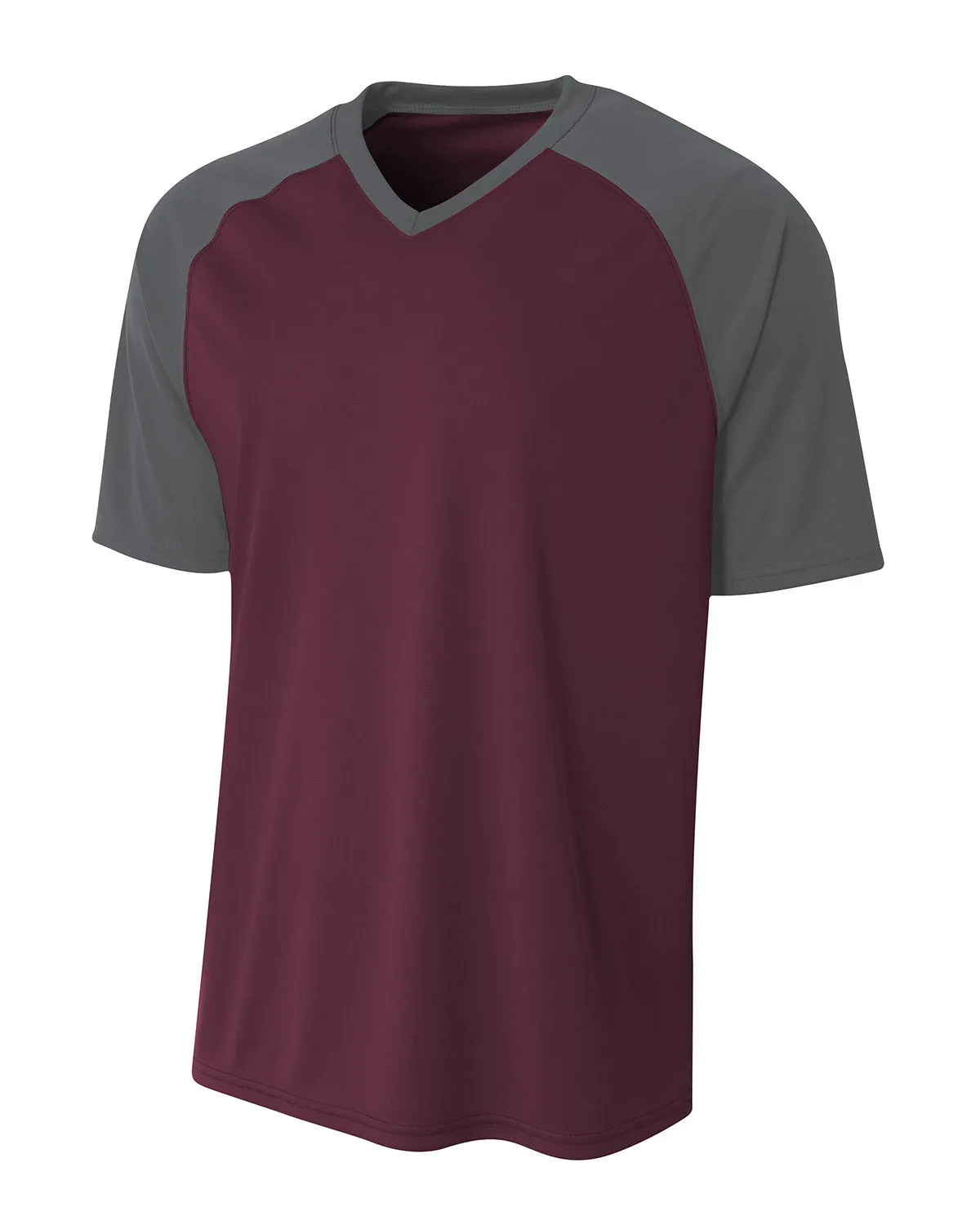 A4 Youth Polyester V-Neck Strike Jersey with Contrast Sleeves