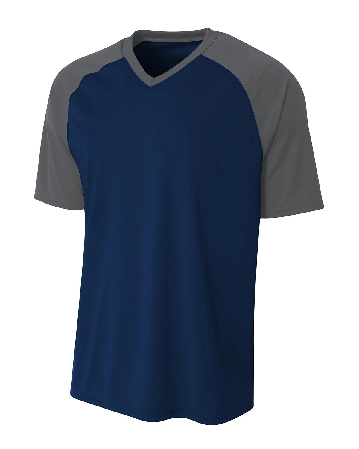 A4 Youth Polyester V-Neck Strike Jersey with Contrast Sleeves