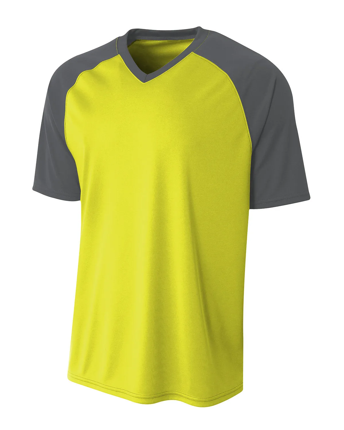 A4 Youth Polyester V-Neck Strike Jersey with Contrast Sleeves