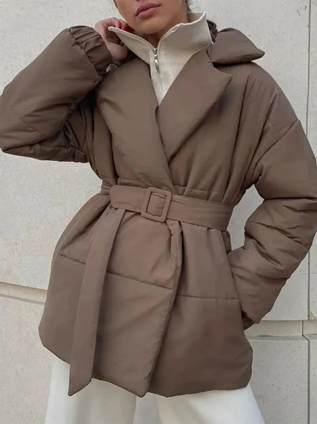 A&A Winter Belted-Up Pocket Parka Coat