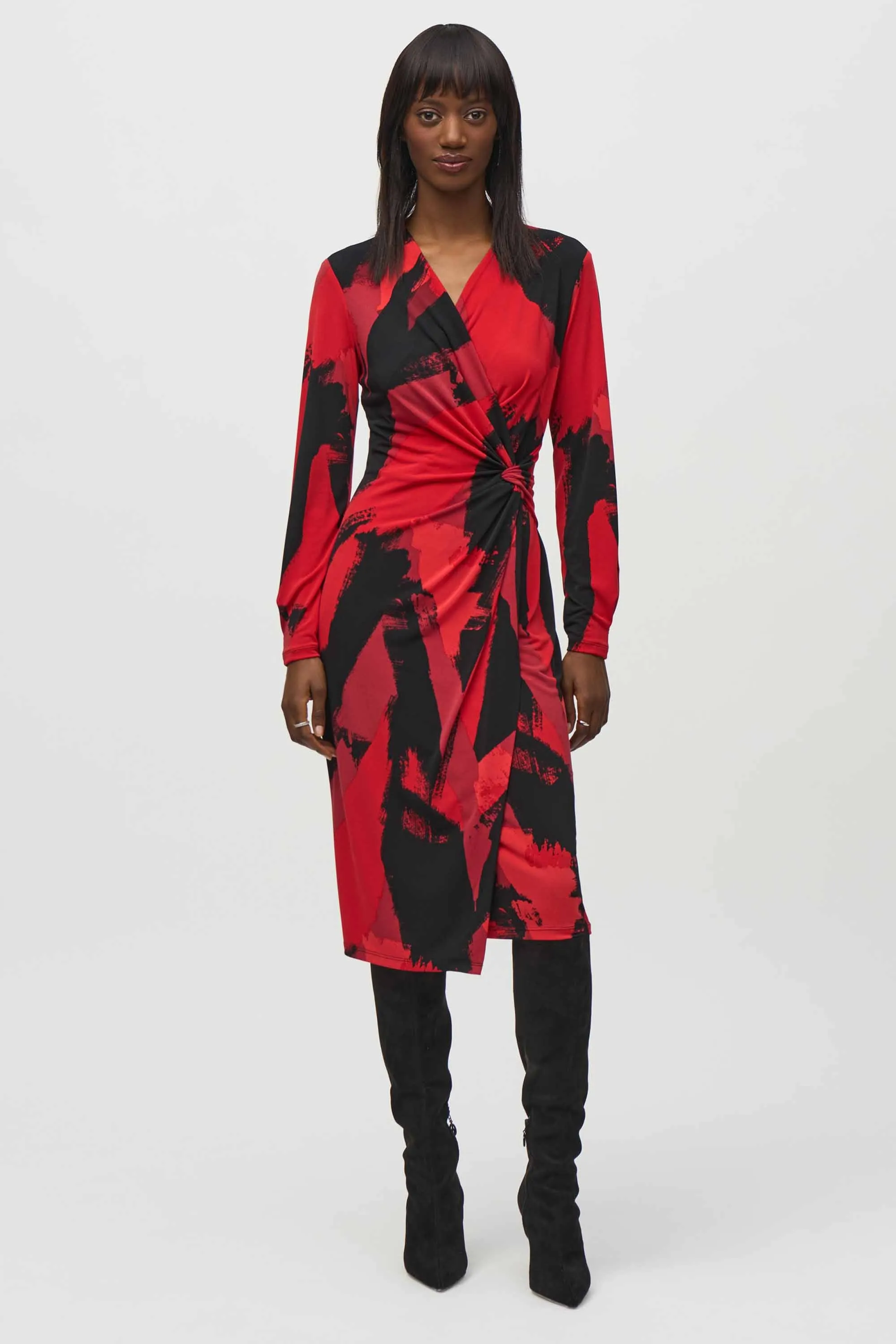 ABSTRACT BRUSHSTROKE WRAP DRESS