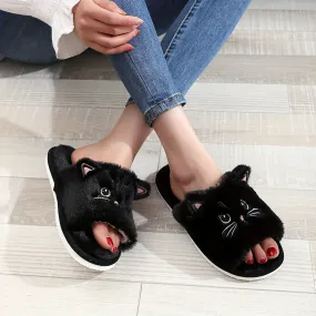 Adorable Plush Cat Slippers - Ultra-Soft & Insulated Warmth - Anti-Slip Lounging Slides for Cozy Winter Nights - Perfect Comfy Bedroom Footwear - Seasonal Essential Home Sanctuary Slippers