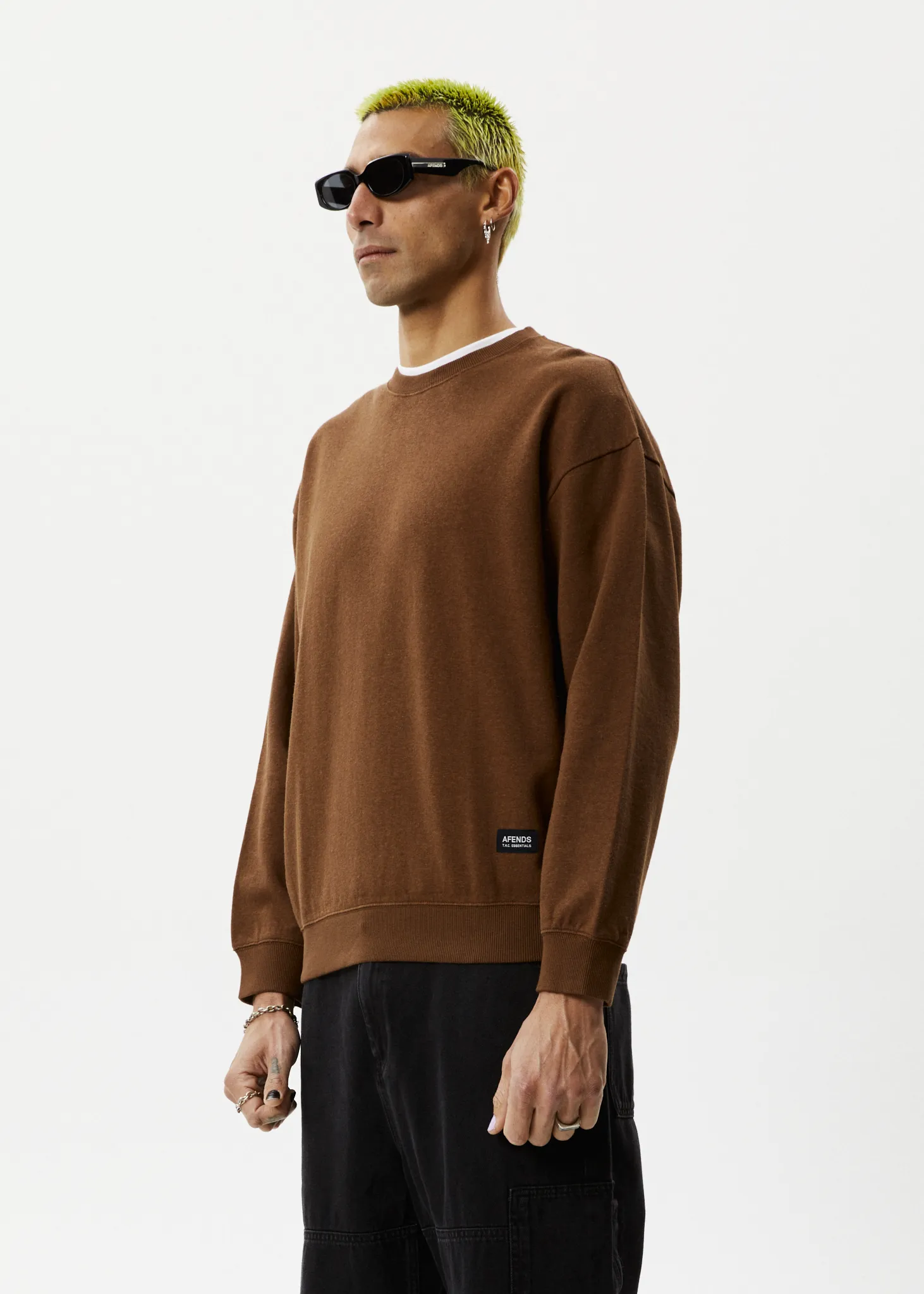 Afends Mens Indica - Hemp Crew Neck Jumper - Toffee