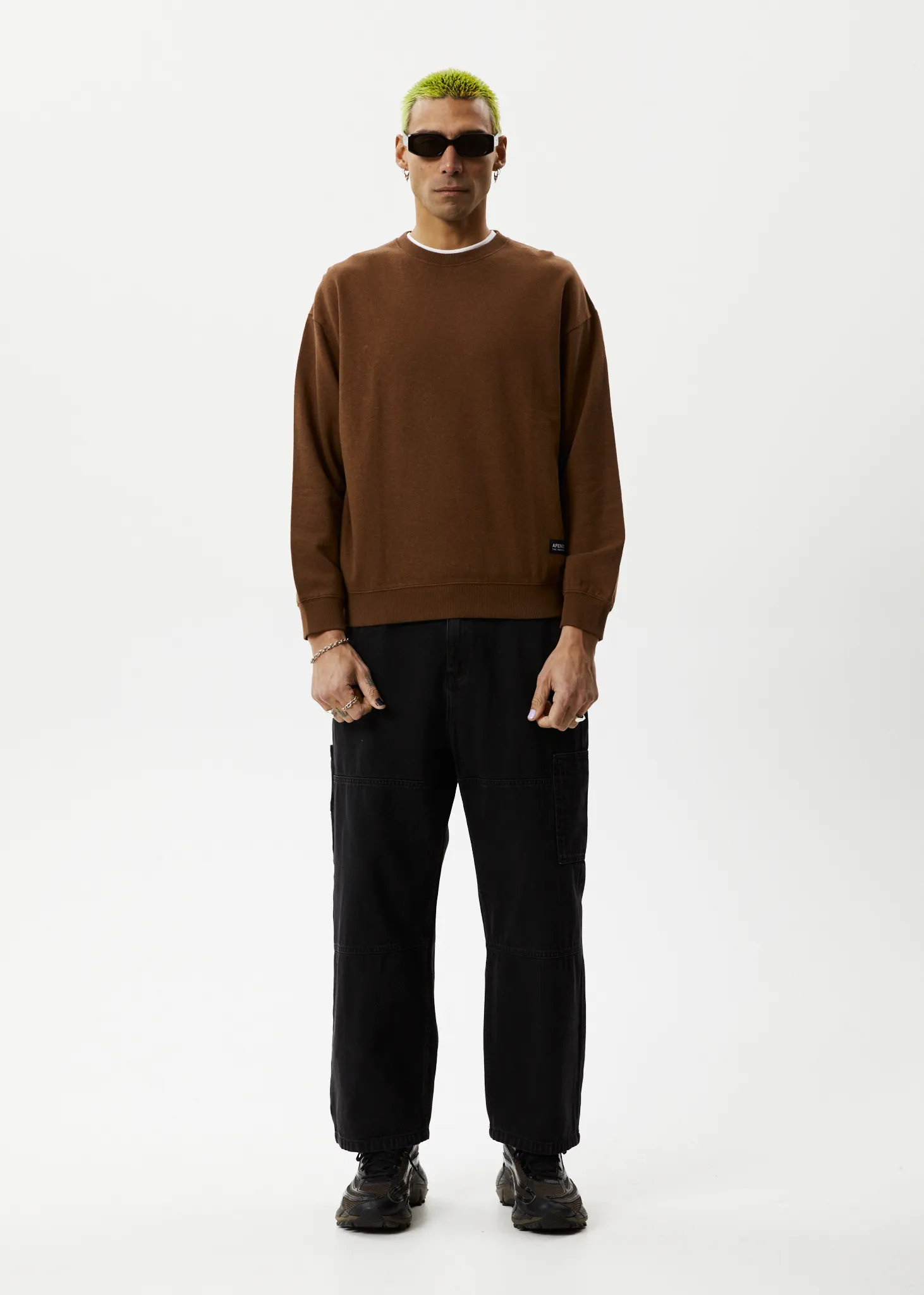 Afends Mens Indica - Hemp Crew Neck Jumper - Toffee