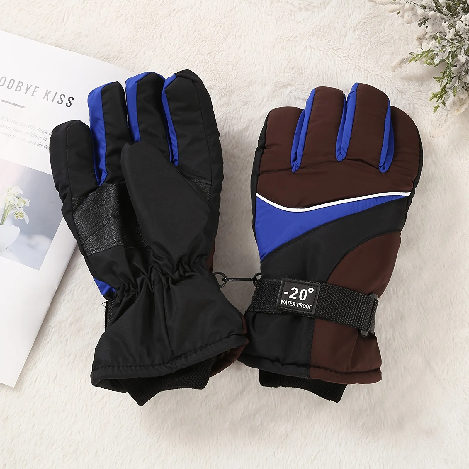 AirXing Ski Gloves - Waterproof, Non-Slip, Thickened for Winter Sports & Outdoor Activities, One Size Fits Most, Blue