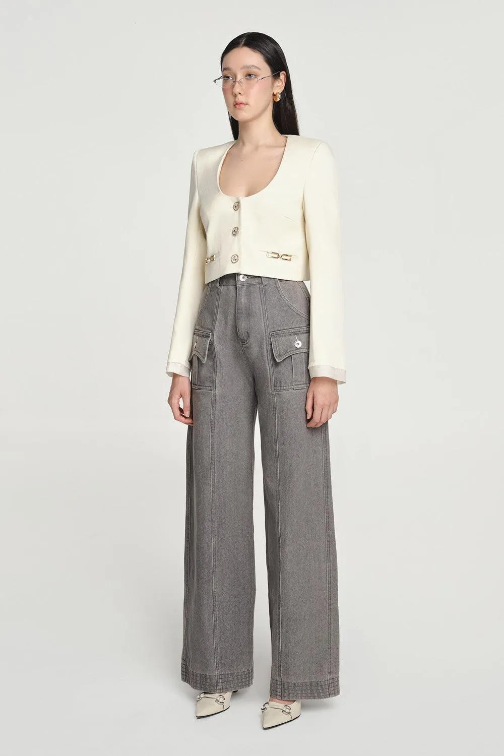 Alessandra Woven Cropped Jacket