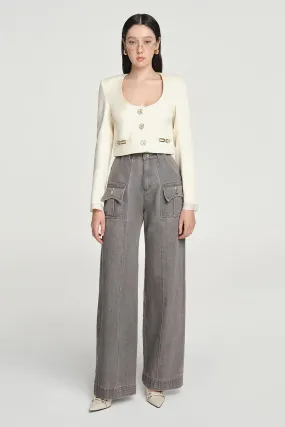 Alessandra Woven Cropped Jacket