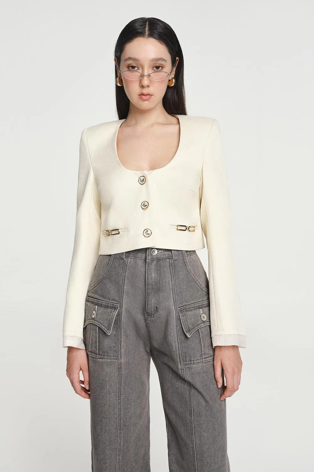 Alessandra Woven Cropped Jacket