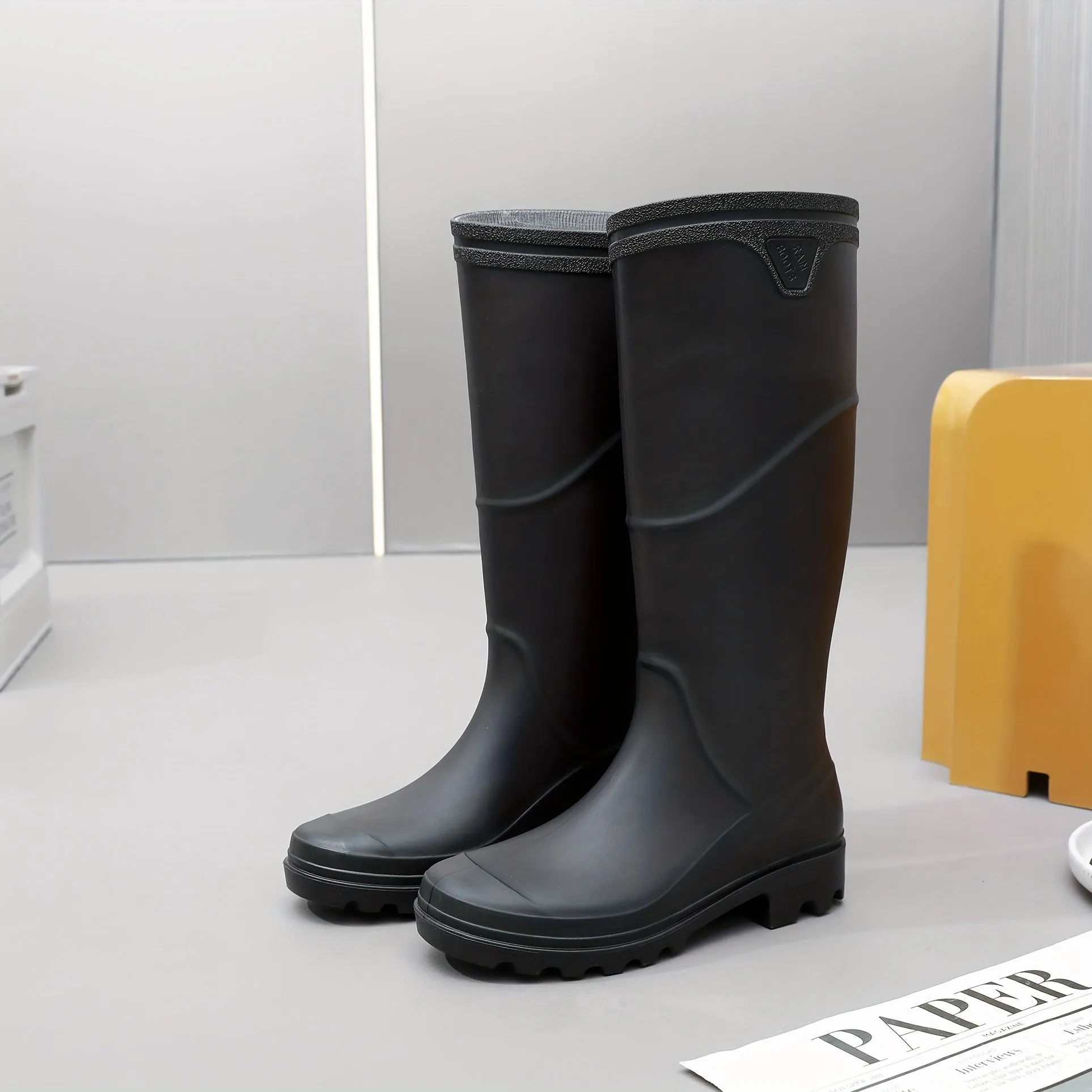 All-Season Waterproof Men's High Top Rain Boots: Non-Slip, Wear-Resistant for Outdoor Comfort and Safety