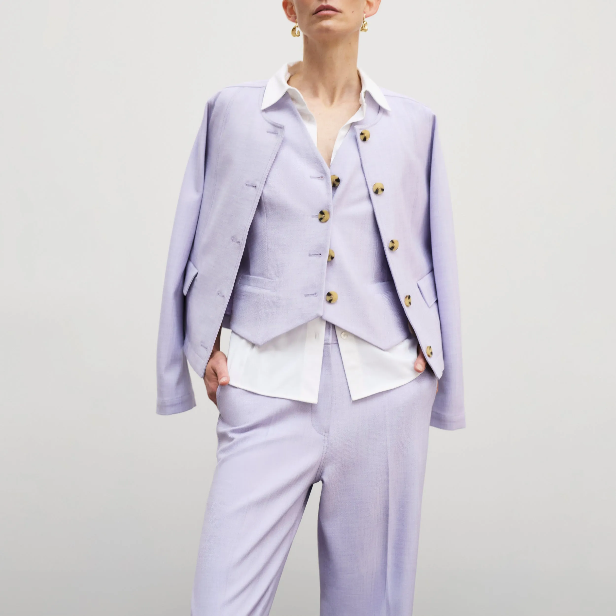 Aniya Jacket - Stretch Tweed :: Lilac/Ivory