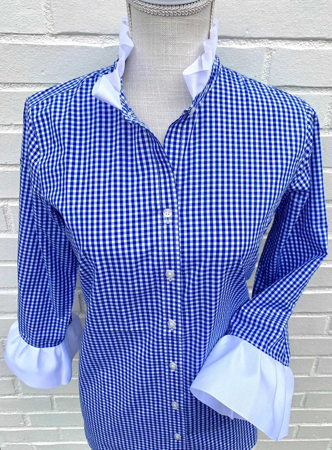 Barbara Ann Royal Gingham Blouse