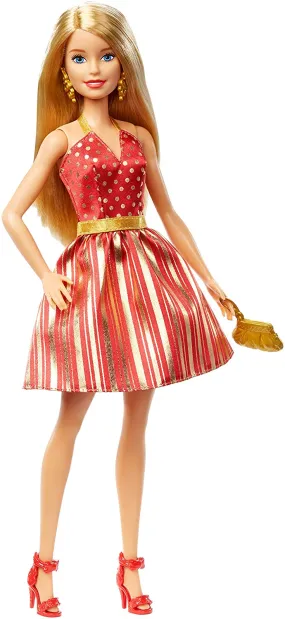 Barbie Holiday RED and Gold Dress