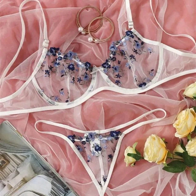 Beau Lace Embroidered Lingerie Set