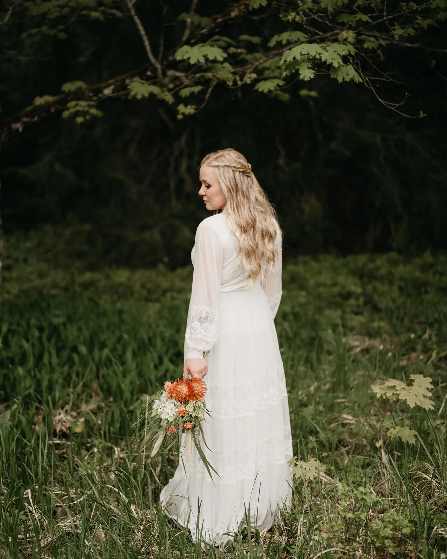 Bestseller Ivory Wrap Lace Wedding Dress With Chiffon Mesh Sleeves