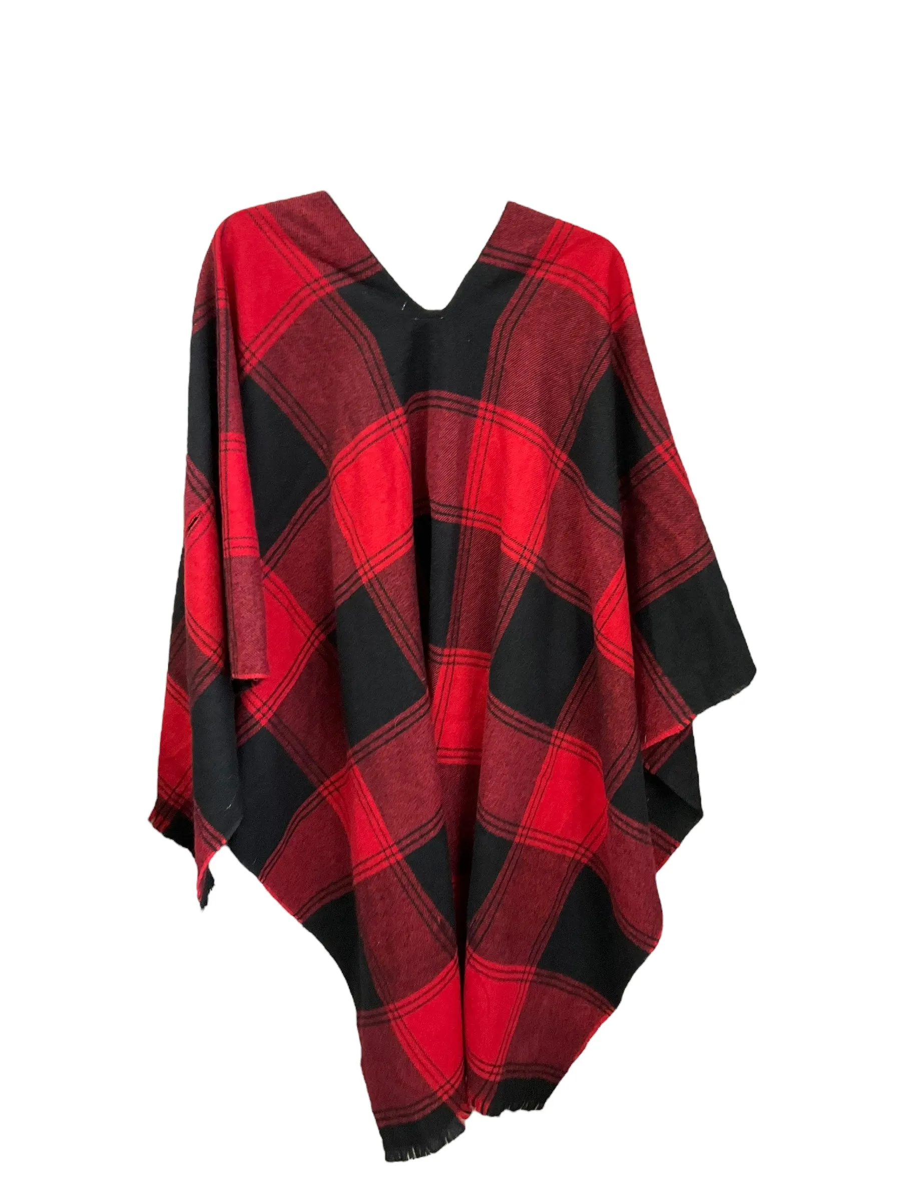 Black & Red Poncho Clothes Mentor, Size Onesize