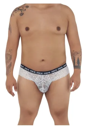 CandyMan 99615X Spank Me Lace Briefs Color White