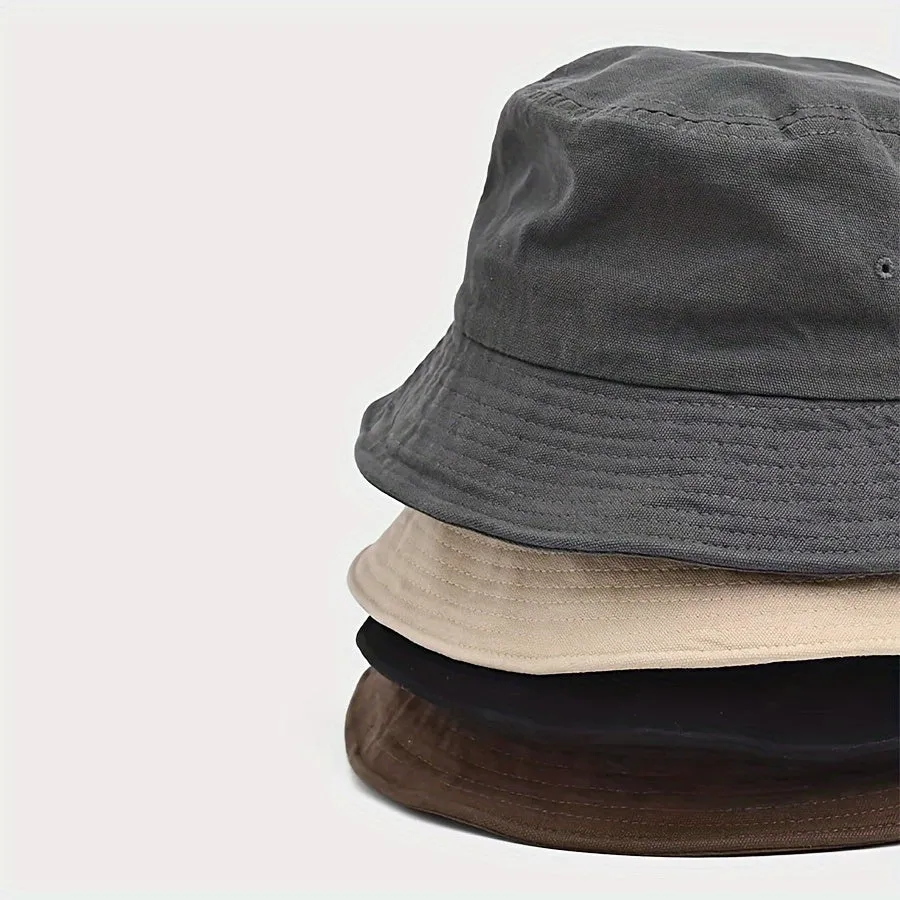 Cotton Bucket Hat for Men and Women - Summer Sun Fishing Cap, Foldable, Anti-UV, Lightweight, Woven, Non-Stretch Fabric