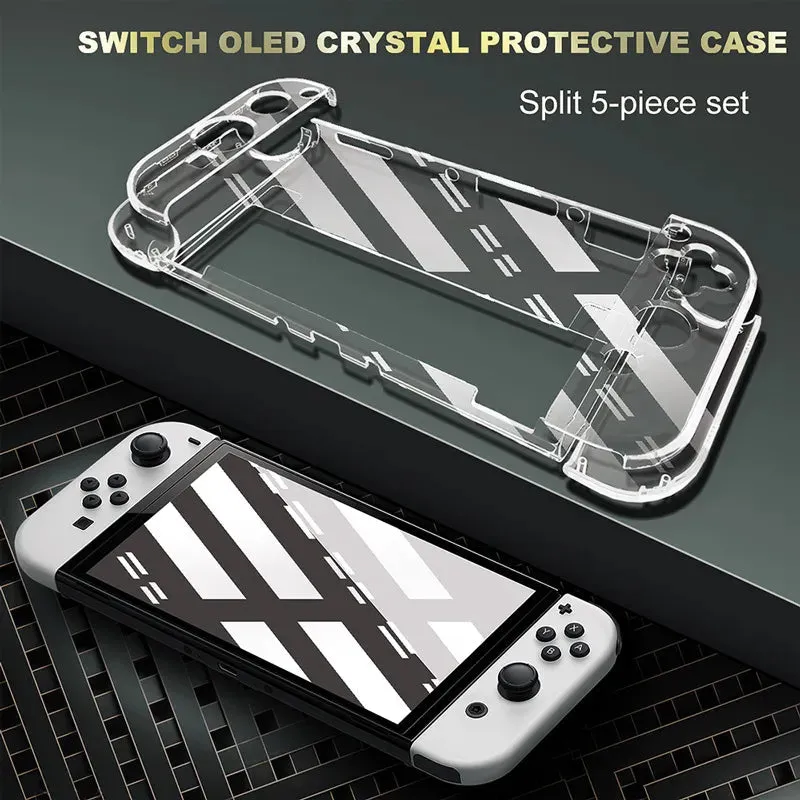 Crystal Clear Case Kit for Nintendo Switch Oled Carrying Travel Bag Pouch for Ns Oled Game Console Protection & Screen Protector